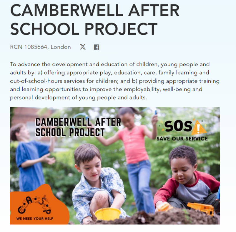 Camberwell Afterschools project on Crowdfunder